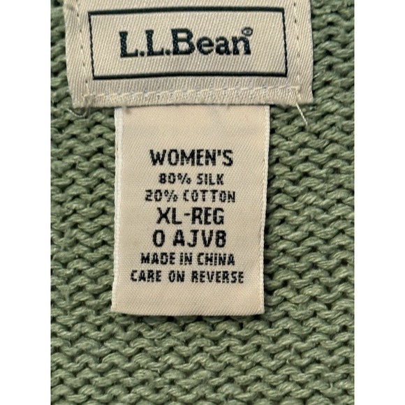 LL Bean Sweater Women's Silk Cotton XL Green Vneck 0AJV8 - Picture 3 of 7